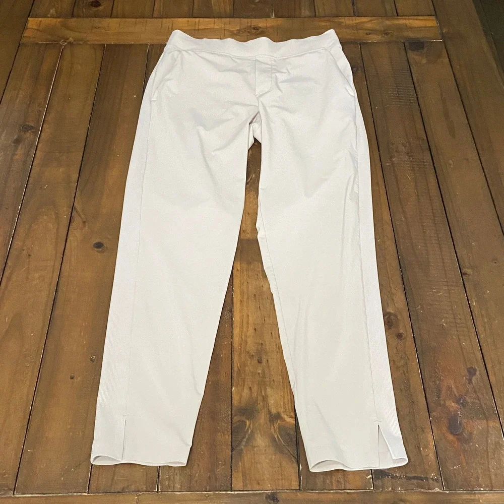 Athleta Brooklyn Ankle Pants Womens 0 Beige Stone Tapered Stretch Travel 198677